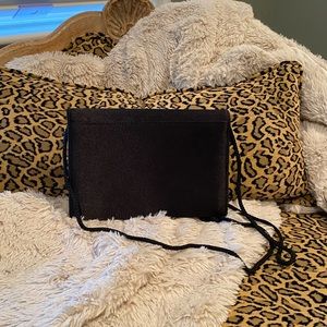 Classic black satin evening bag